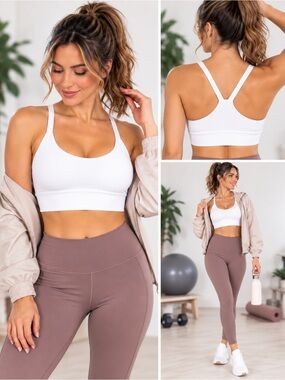 White Activewear Bra Medium Support and Low Impact by Define Your Inspiration